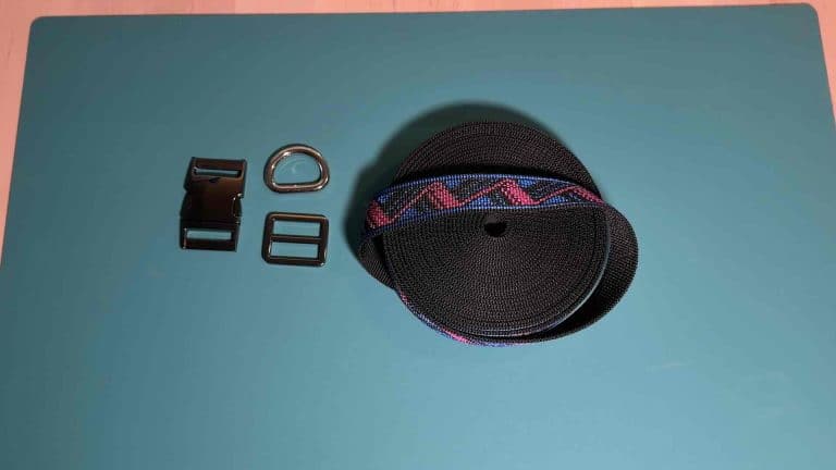 Materials laid out for a MYOG Dog collar